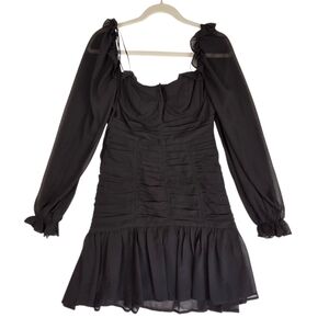 ASTR The Label Carmella Dress Womens Sz M Black Mini Ruched Long Sleeve